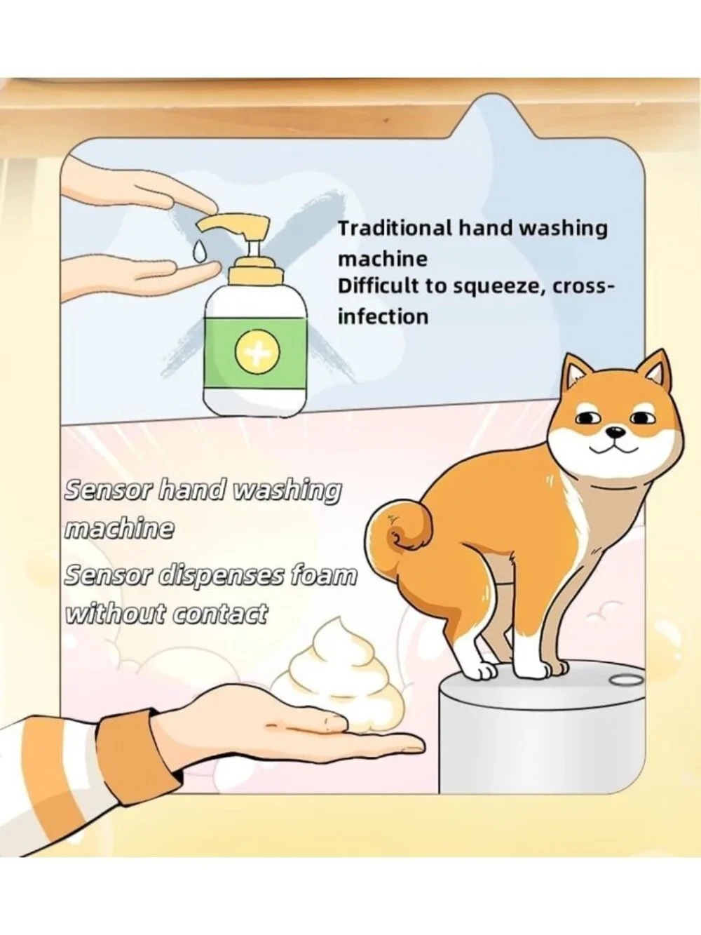 Cute Animal Foam Soap Dispenser - Automatic Black Shiba Hand Washer for Kids